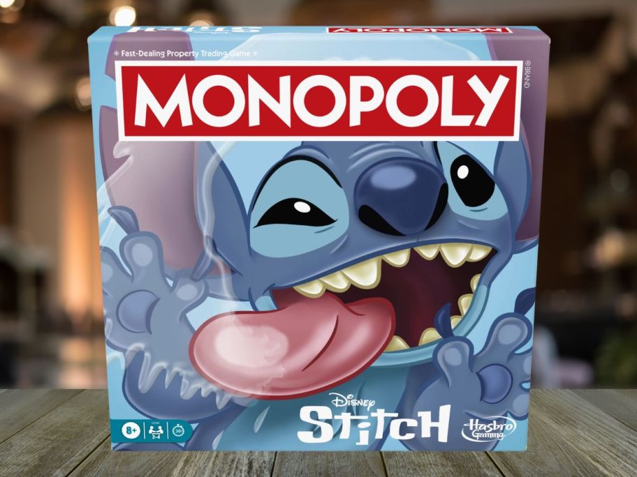 Disney Stitch Monopoly Game box on table