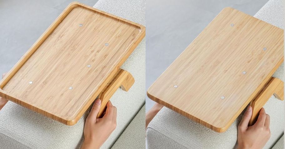 2 bamboo tray tables 