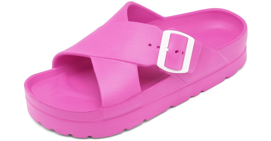 pink criss cross strap platform sandal
