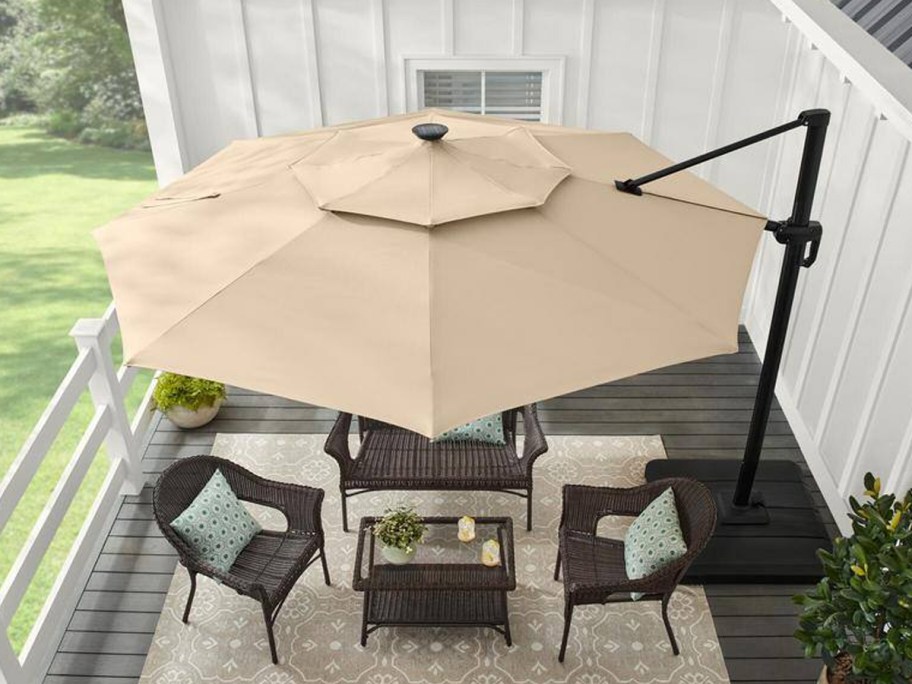 Hampton Bay 11 ft. Aluminum Cantilever Solar LED Offset Patio Umbrella