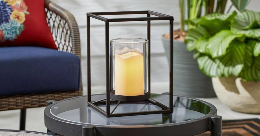 Hampton Bay 9.8" Metal and Glass Lantern