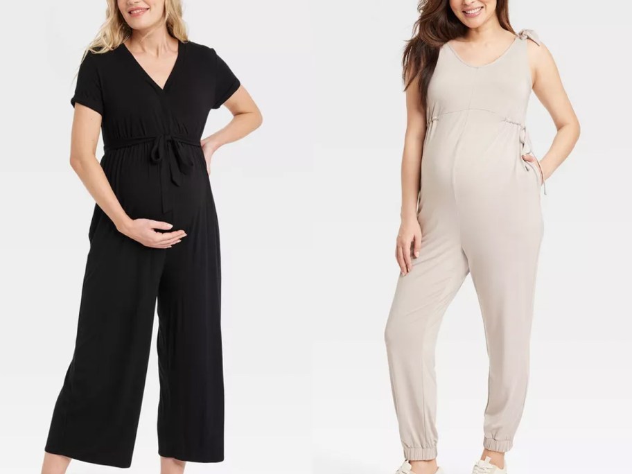 Isabel Maternity by Ingrid & Isabel Short Sleeve Maternity And Beyond Jumpsuit and Sleeveless Maternity Leisure Jumpsuit