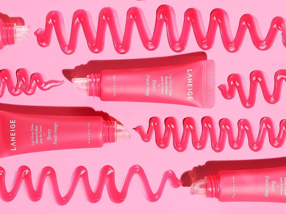 pink tubes of Laneige Glowy Lip Balm