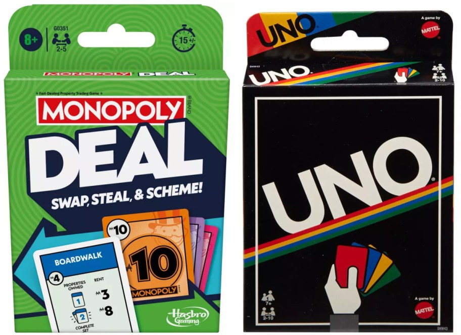 Stock images of monopoly and uno card games