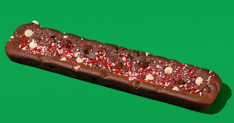 footlong cookie on a green background