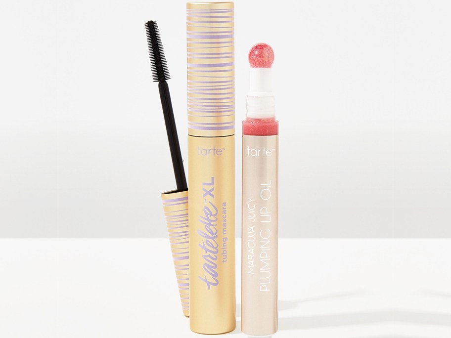 tarte maracuja juicy plumping lip oil and tartelette XL tubing mascara