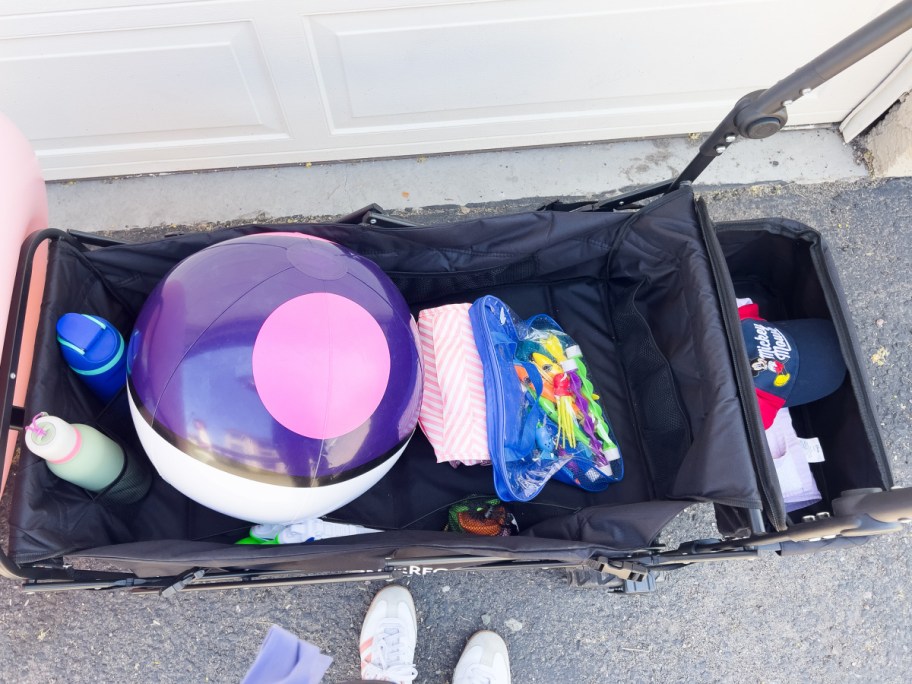 Wagon filled with items for the beach