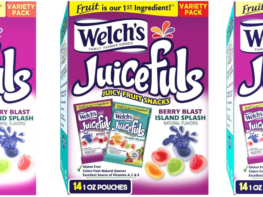 Welch's Juicefuls Juicy Fruit Snacks Island Splash / Berry Blast 1oz 14-Pack stock image