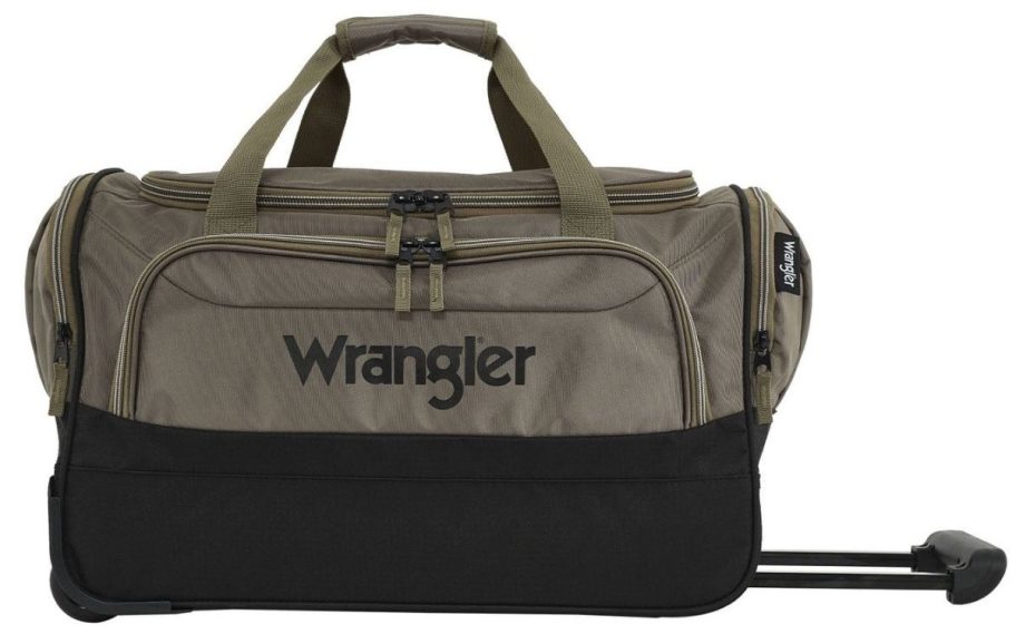 Wrangler 21" Deluxe Polyester Rolling Duffel stock image