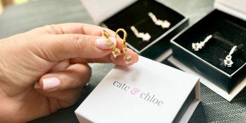 Cate & Chloe 18K Crystal Drop Earrings $18 Shipped (Includes Ready-to-Gift Box)