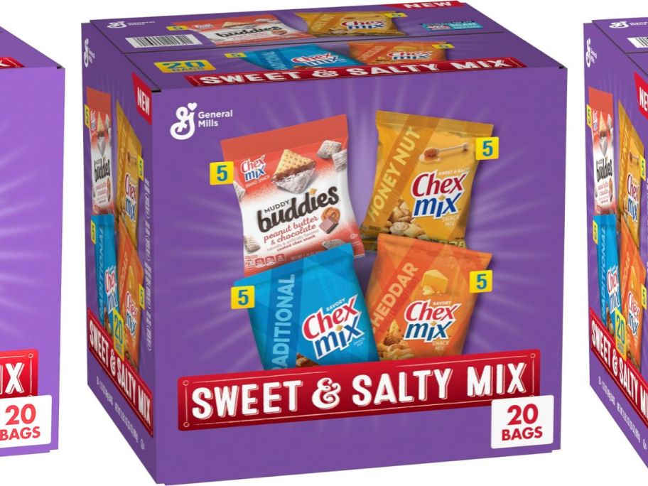 Chex Mix Sweet & Salty Snack Variety Pack 20-Count box stock image