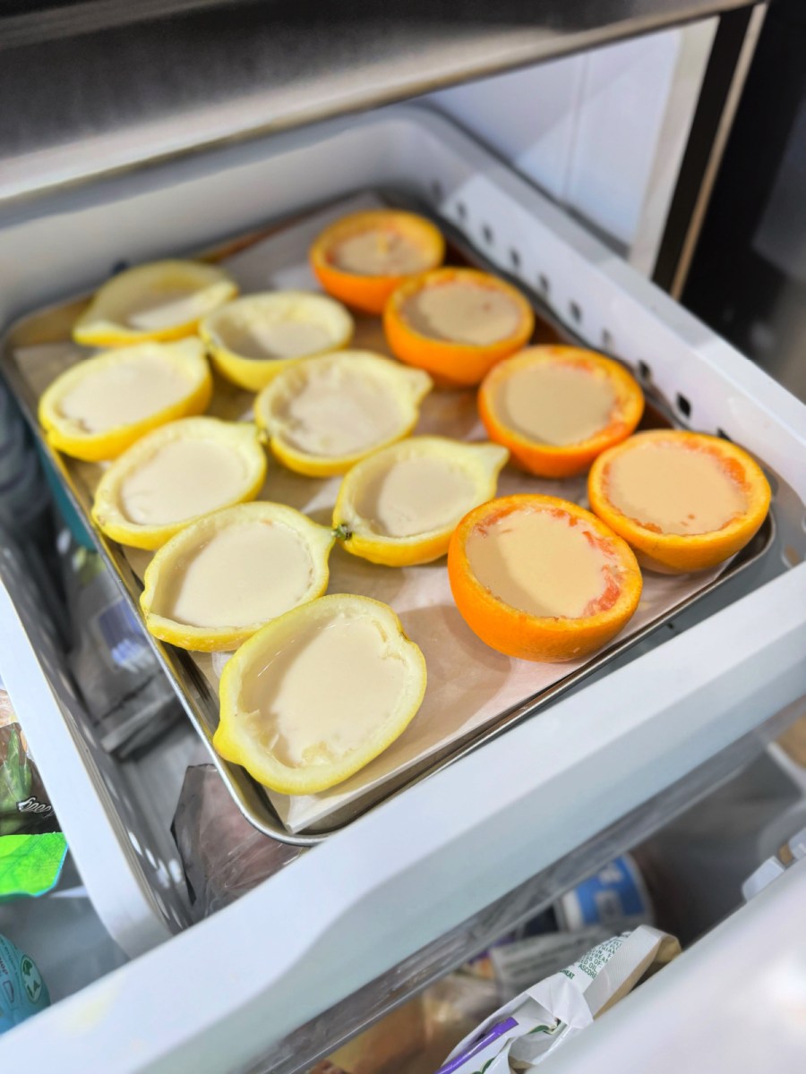 frozen fruit sorbet in fruit cups