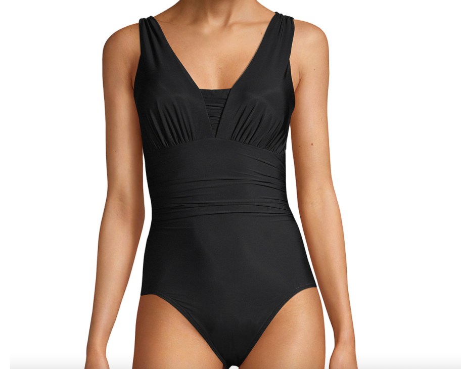 woman in black swimsuit