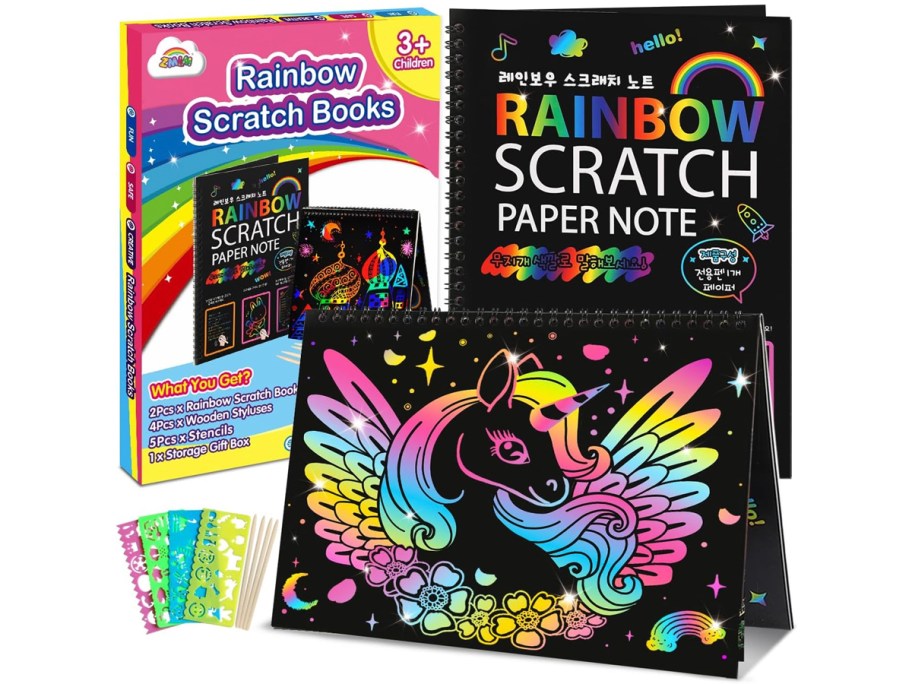 rainbow scratch paper set stock image