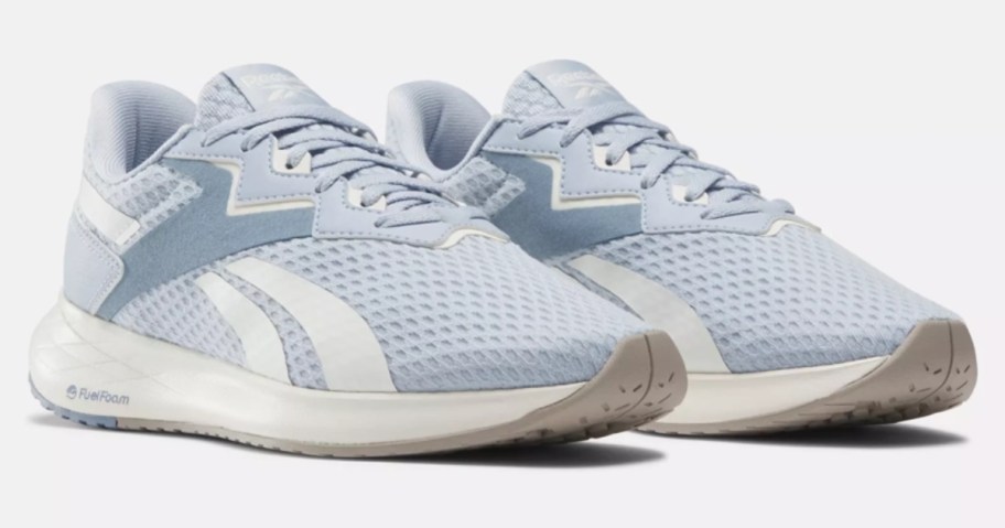 light blue and white Reebok women's running shoes