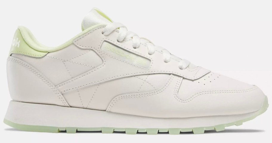 white leather reebok shoe