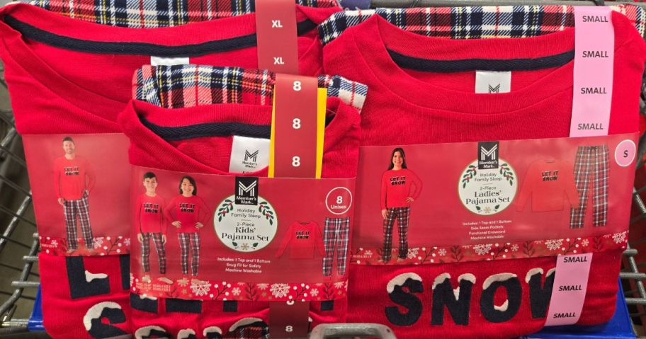 Member's Mark Matching Family Pajamas in cart in store