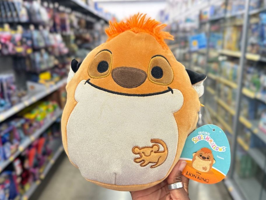 Squishmallows 8-Inch Disney Lion King Timon in hand in store