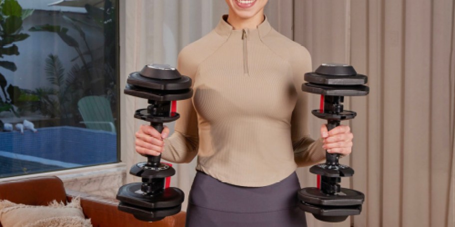 Adjustable Dumbbell Set Only $137.59 Shipped on Amazon | Easily Adjusts from 3-40 Pounds!