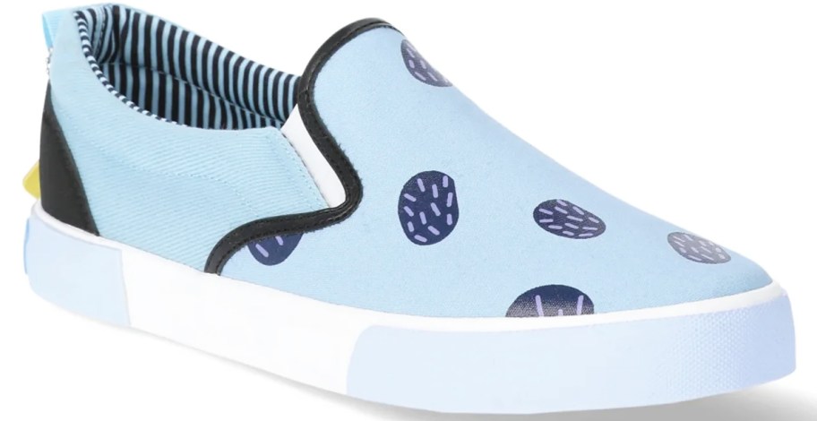 blue polka dot slip on sneaker