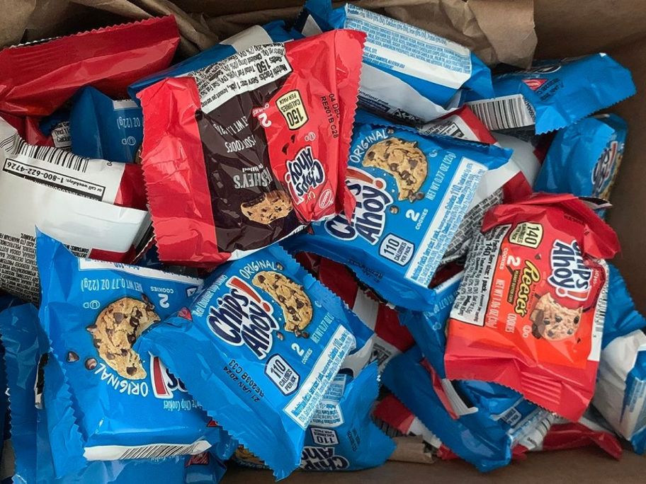 50 packs of Chips Ahoy cookies