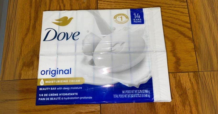 Dove Beauty Bar 14-Pack on table