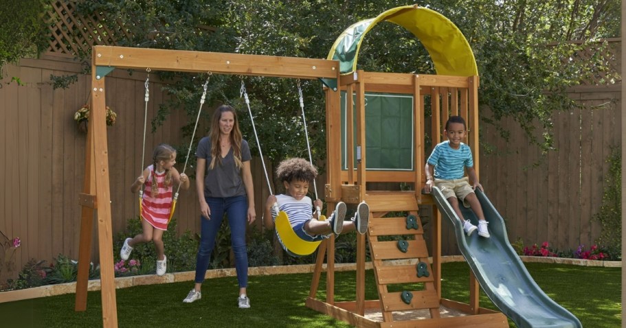 KidKraft Swing Set w/ Slide & Rock Wall Only $198 Shipped for Walmart+ Members (Reg. $399)