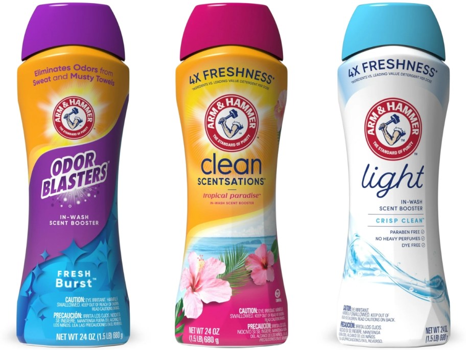 3 bottles of Arm & Hammer Odor Burst and Scent Boosters