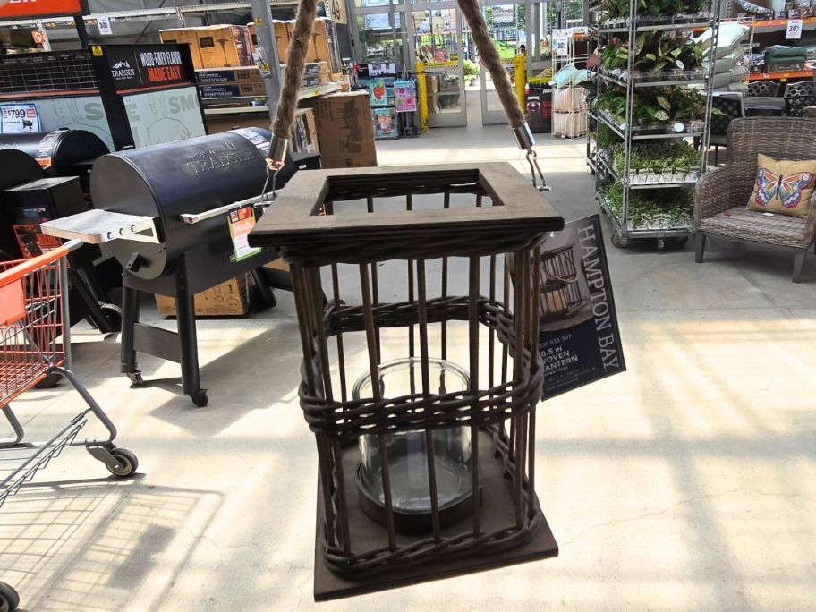 Hampton Bay 10.85" Woven Lantern w/ Rope Handle