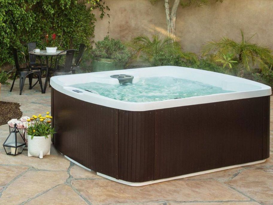 A Lifesmart 5-Person Spa on a patio