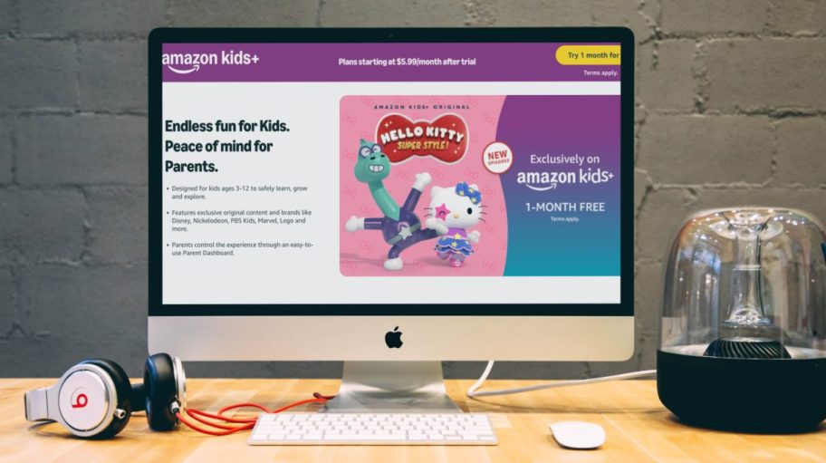 Kids Plus Amazon Prime Beneft shown on onlineputer