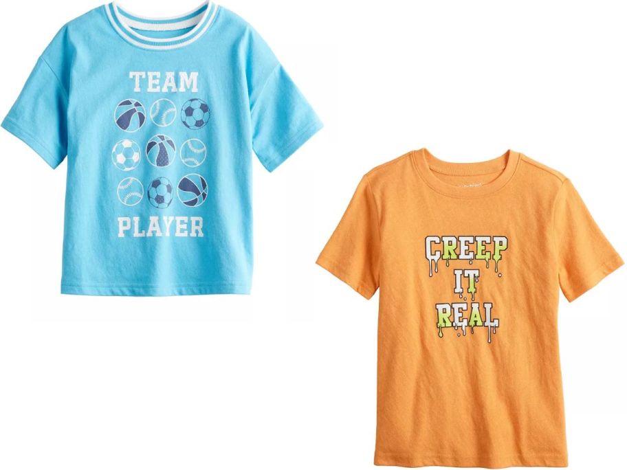 Stock images of two boys graphic tees from Kohl's