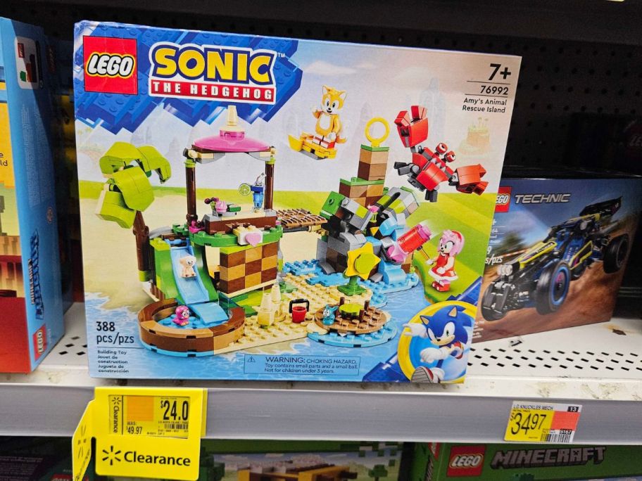 LEGO Sonic the Hedgehog Amy’s Animal Rescue Island box on shelf in store