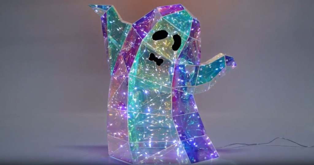 colorful and lit up ghost decoration