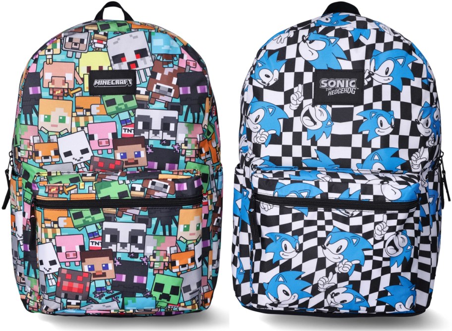 Minecraft Creeper and SEGA Boys’ Sonic The Hedgehog 17” Laptop Backpack