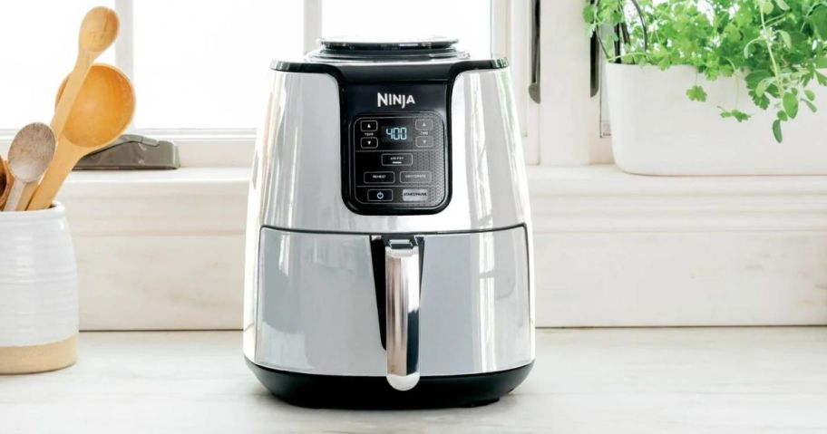 A woman with a whiteNinja 4-Quart Air Fryer 