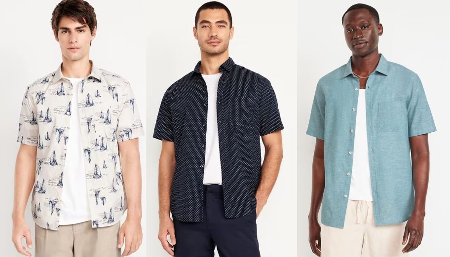 Print and Solid Old Navy Button Down Shirts
