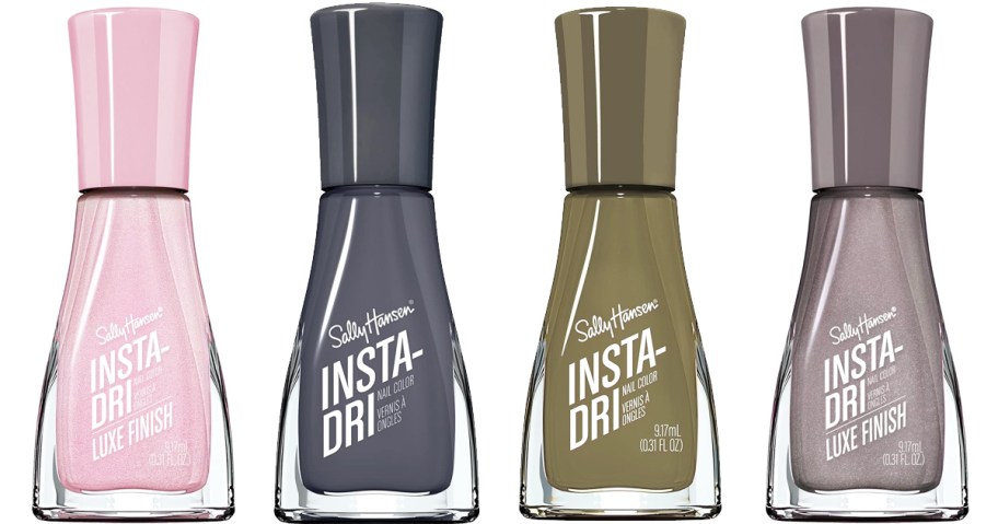 4 bottles of Sally Hansen Insta-Dri Nail Polish in various shades