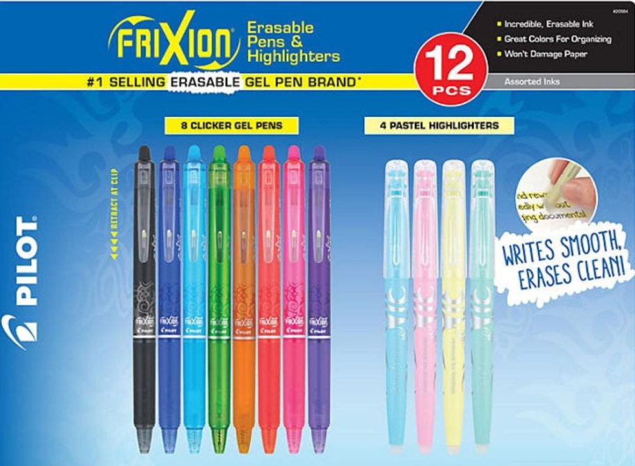 Pilot FriXion Erasable Gel & Highlighters 12-Pack