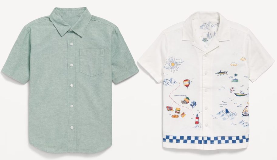 Solid Color and Printed Old Navy Boys Button Down Shirts