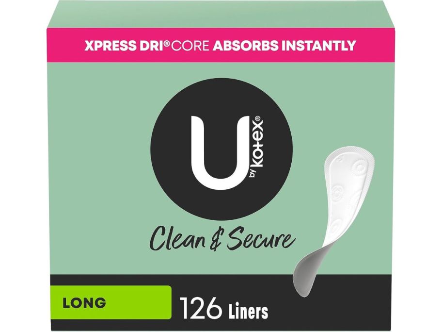 U by Kotex Clean & Secure Panty Liners Long Length 126-Count stock image