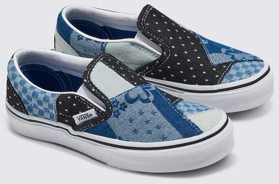 Vans Kids Classic Slip-On Denim Patchwork Shoes