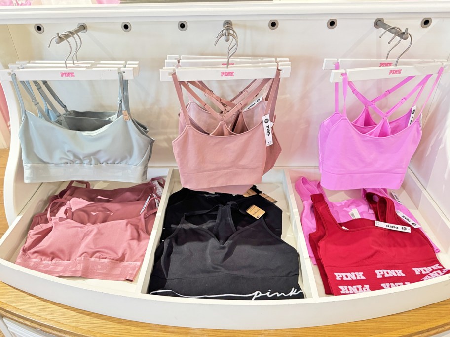 Victoria's Secret PINK Bralettes on store display