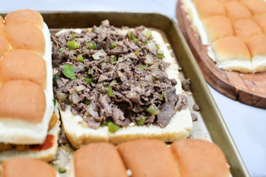 adding steak ems to hawaiian rolls