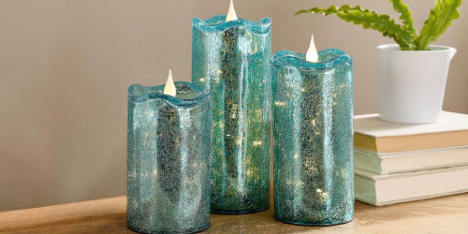 Crackle Glass Candles 3-Piece Set from $35.48 Shipped on QVC.online (Reg. $60)