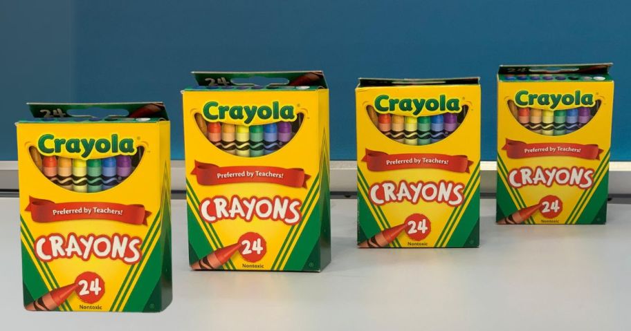 Crayola Crayons 24-Count 4-Pack on table