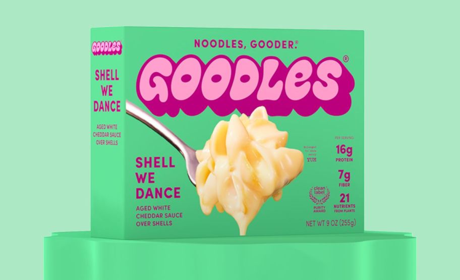 goodles shell we dance mac and cheese box stock image