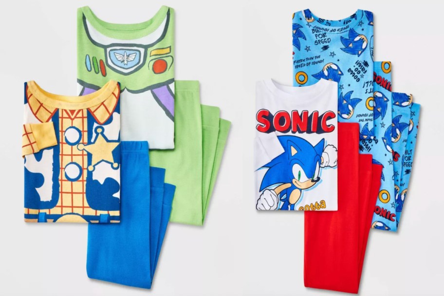 toy story and sonic kids pajamas