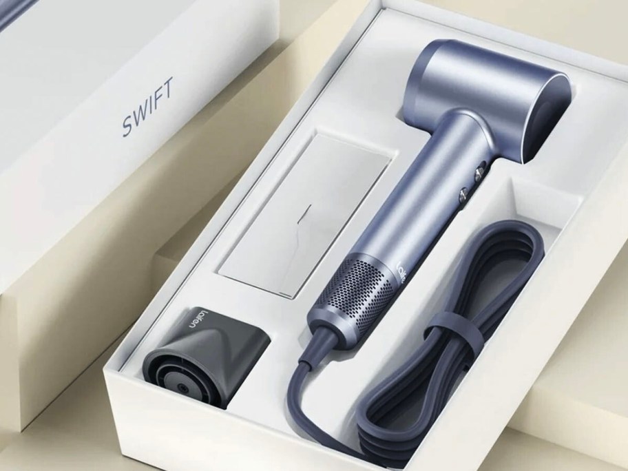 blue hair dryer in box 