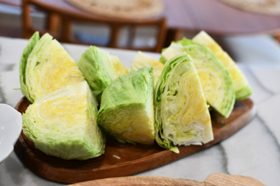 lettuce wedges on a tray